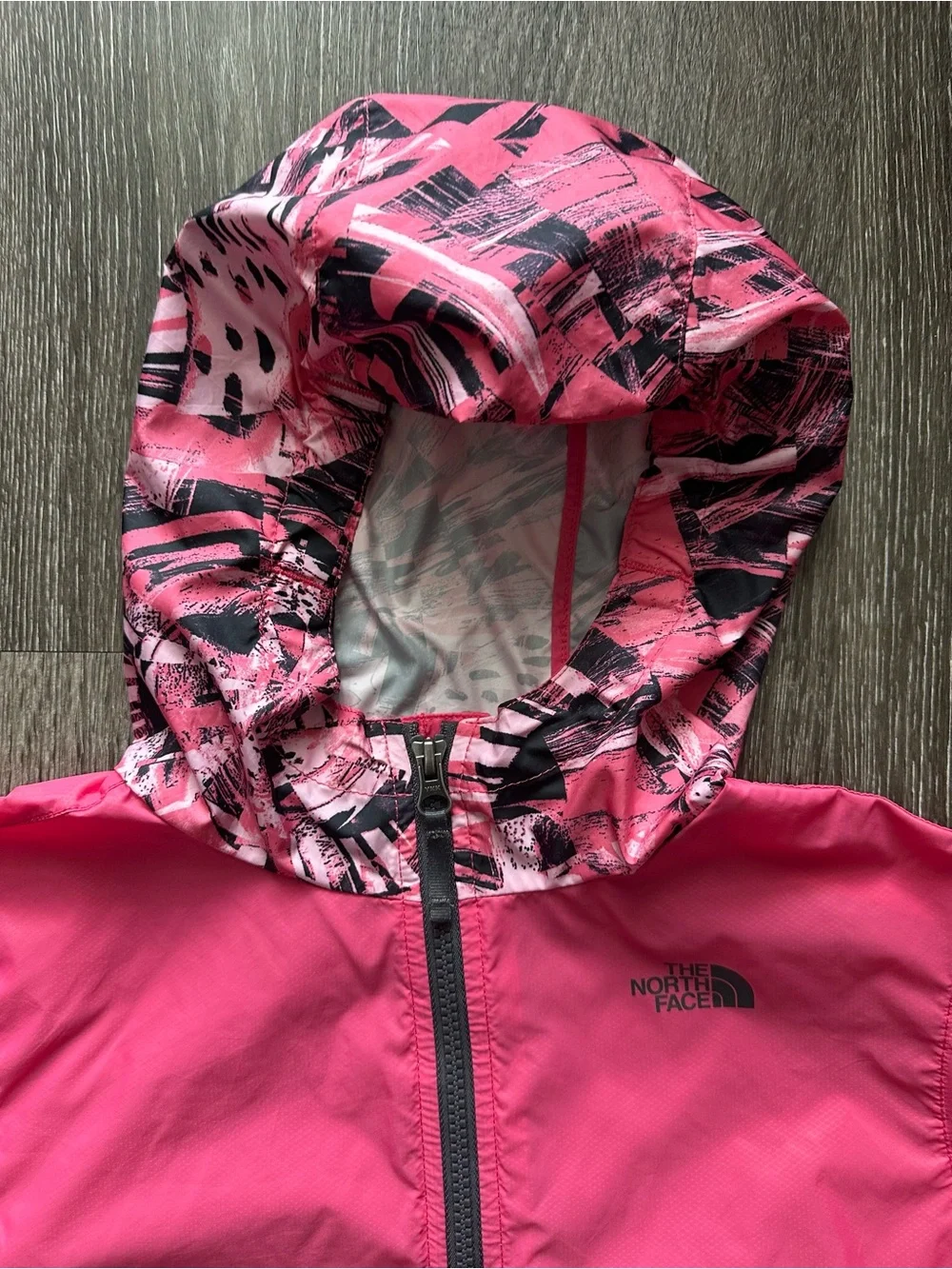 The North Face Pink Patterned Hooded Lightweight Jacket Girls 14/16